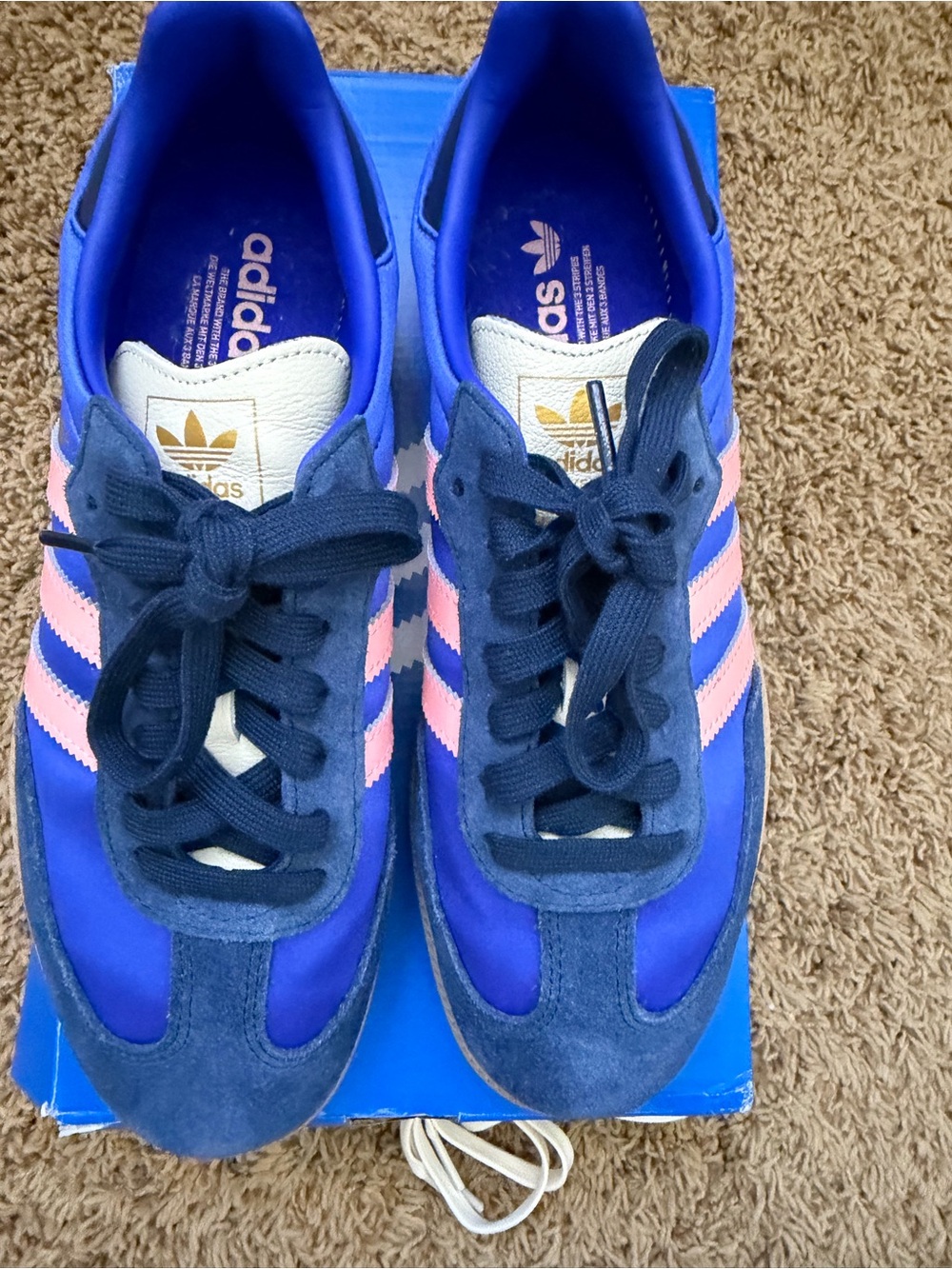 adidas Samba OG Blue Satin with Pink stripes NEW